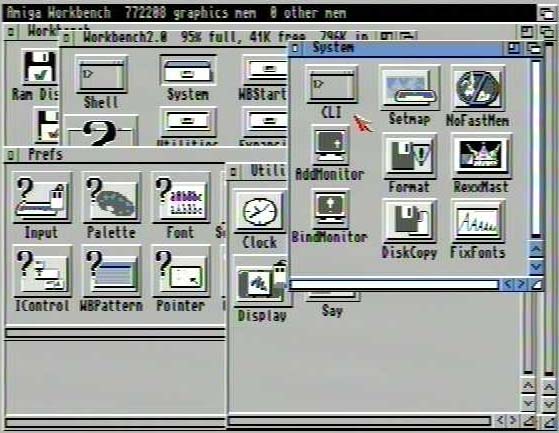 Le Workbench, interface graphique de l'Amiga.